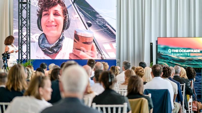 Sailor Cecilia Zorzi, in a live connection from the Austrian Ocean Racing Team powered by Team Genova boat - photo © Sailing Energy / The Ocean Race