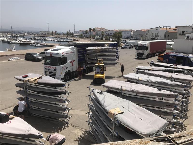 Charter RS Aeros unloaded in Calasetta ahead of the Worlds photo copyright Peter Barton taken at Lega Navale Italiana Sezione Sulcis