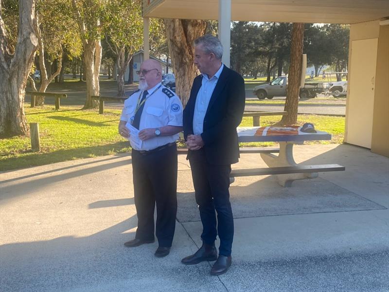 Marine Rescue Evans Head Unit Commander Greg Blackburn and Kevin Hogan MP photo copyright Marine Rescue NSW taken at 