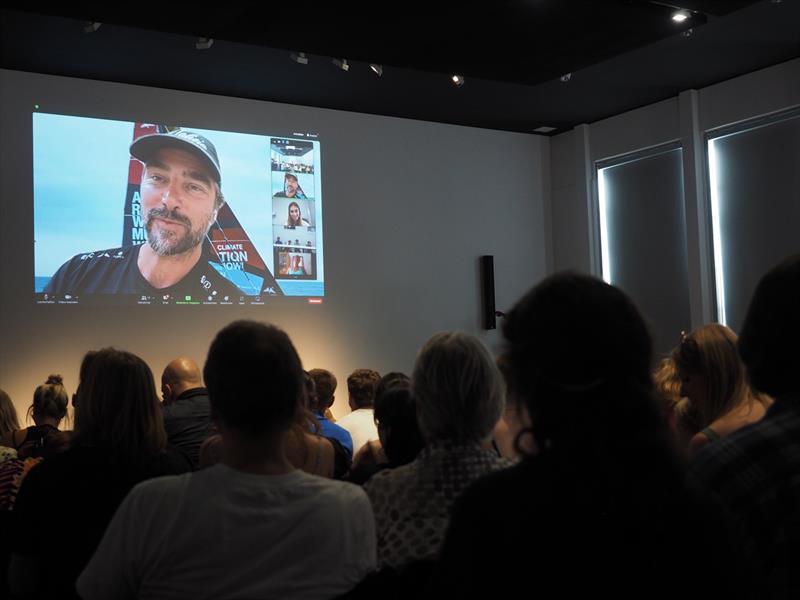 Boris Herrmann and the school from around the world participated in a Zoom call during the opening of the exhibition which revealed the final installation made out of the 600 sails - photo © Birgit Hübner / Deichtorhallen