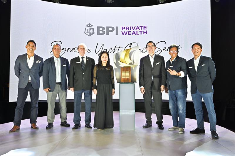 Mark Nelson (MC), Monchu Garcia, Jerry Rollin (PHINSAF), Tere Marcial (BPI Private Wealth), TG Limcaoco (President, BPI), Jun Avecilla, Albert Altura. BPI Private Wealth Signature Yacht Race Series 2023 - photo © BPI