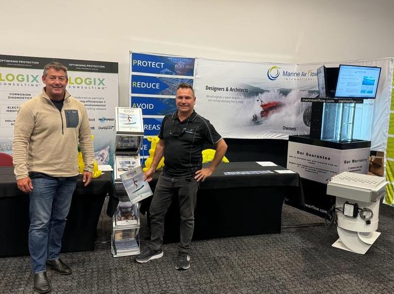 David Good, CEO, ACMG with Brad Marsden, Managing Director, Marine Air Flow, Exhibitor at Interferry 47 photo copyright Australian Commercial Marine Group taken at 