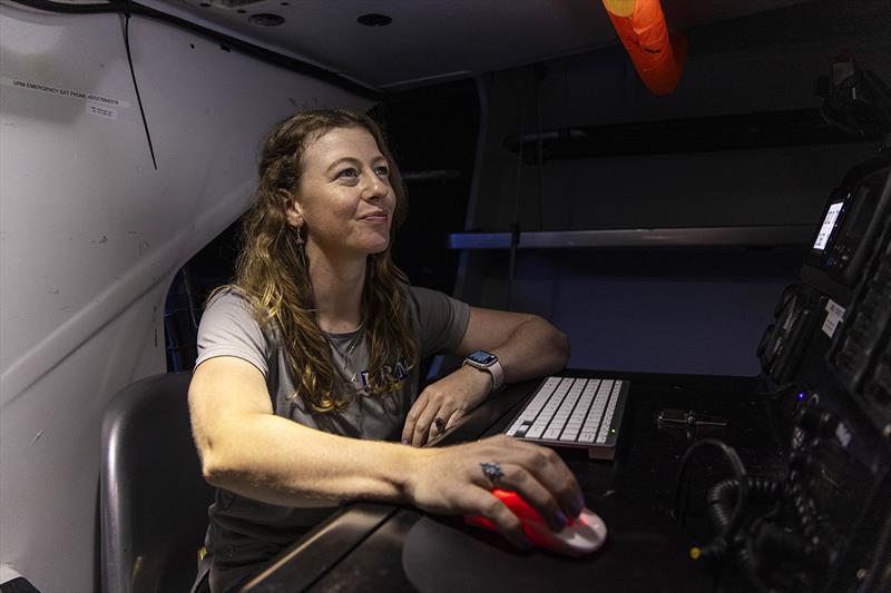 Alice Parker sitting at her Navigator station on board URM Group - photo © Andrea Francolini