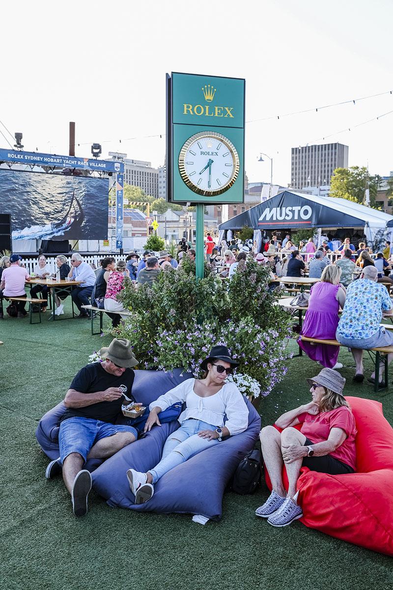 Lounging and eating in the Hobart Race Village - Rolex Sydney Hobart Yacht Race - photo © Salty Dingo