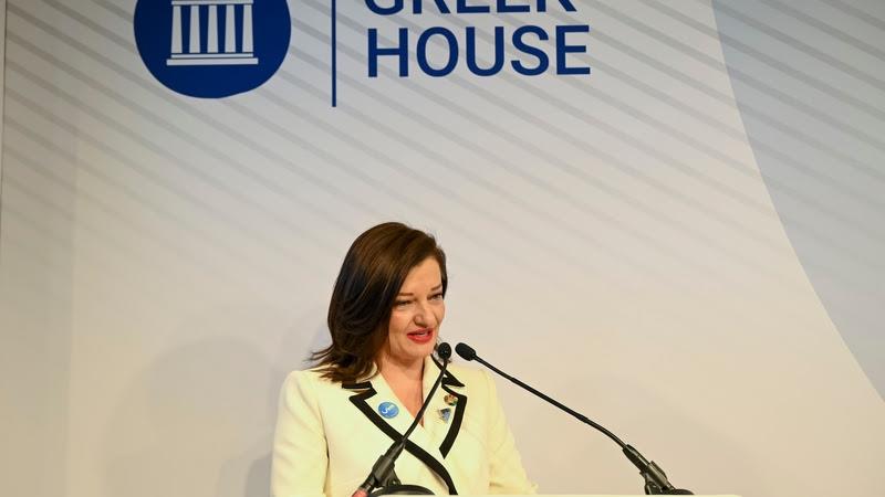 Dr. Dionysia Theodora Avgerinopoulou, Envoy of the Greek Prime Minister and Chair of the Hellenic Parliament Environment Committee at the High Level Roundtable organised by The Ocean Race and hosted at Greek House at The World Economic Forum in Davos - photo © Eugene Theodore