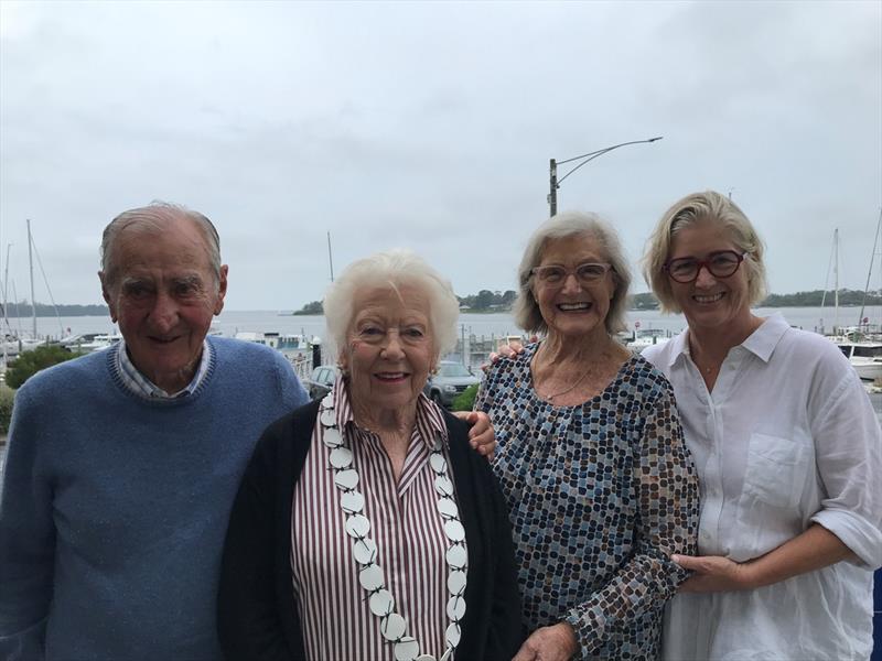 At Metung Yacht Club last week, Geoffrey and Gweneth Henke, with Sue Milledge and Jane Macdonald, widow and daughter of Alec Milledge, credited with bringing the Etchells class of yacht to Australia - photo © Jeanette Severs