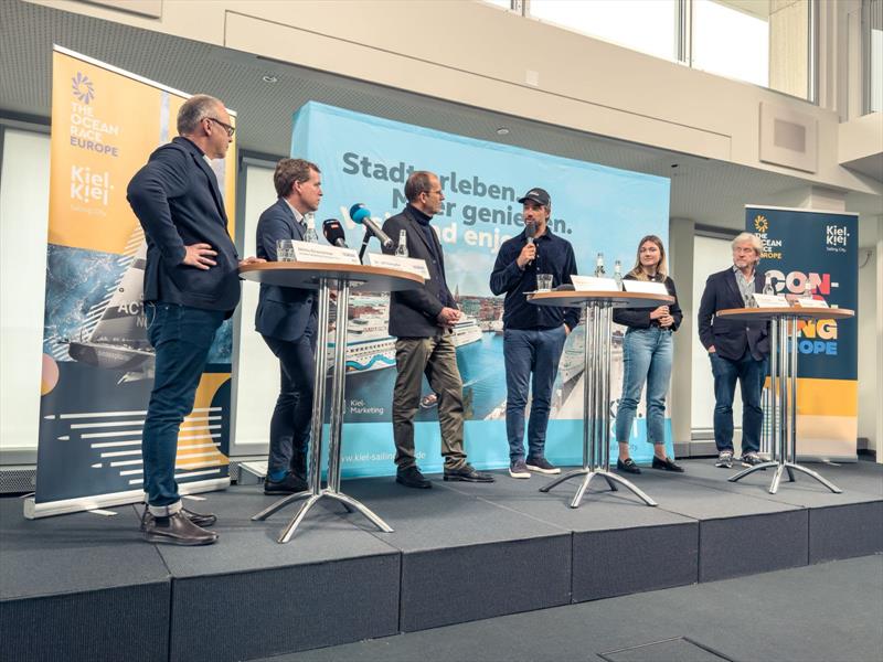 Boris Herrmann at the press conference in Kiel announcing Team Malizia's participation in The Ocean Race Europe 2025 earlier today photo copyright Rachel Eismann / Kiel-Marketing taken at 