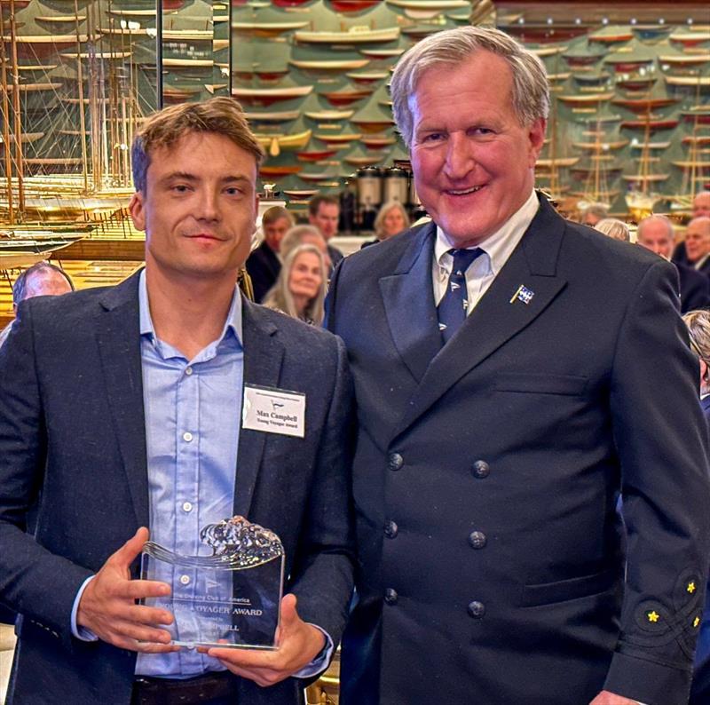 Young Voyager Award recipient Max Campbell with CCA Commodore Jay Gowell - photo © Dan Nerney