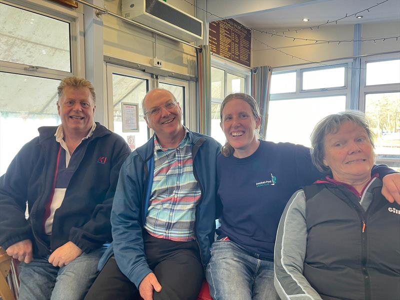 The top 4 in the Winter series – Jeremy Hudson, Clive Eplett, Megan Pascoe, Kate Hedley photo copyright Frensham Pond Sailing Club taken at Frensham Pond Sailing Club