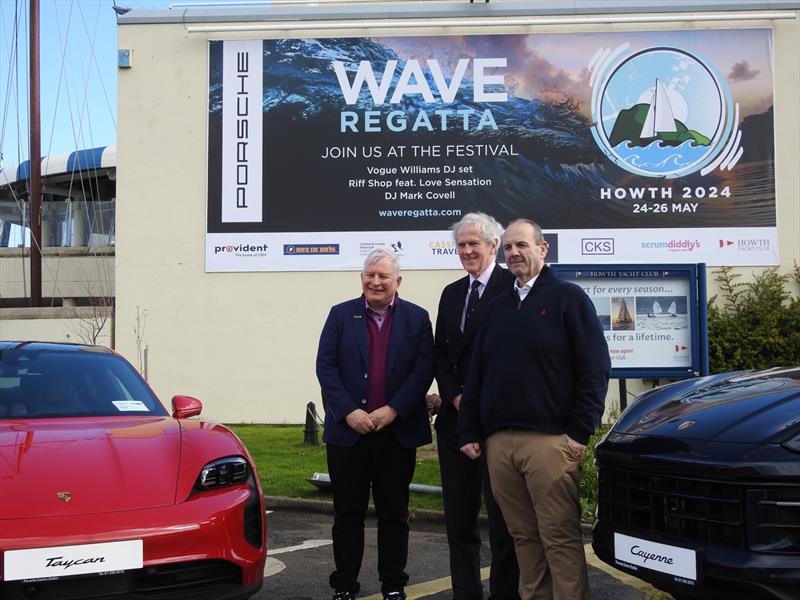 Porsche Centre Dublin Headline Sponsors the Wave Regatta (l-r) Gavin Hydes - CEO Porsche Dublin, Neil Murphy - Commodore Howth Yacht Club, David Cullen - Wave Director of Racing) photo copyright Brian Turvey taken at Howth Yacht Club