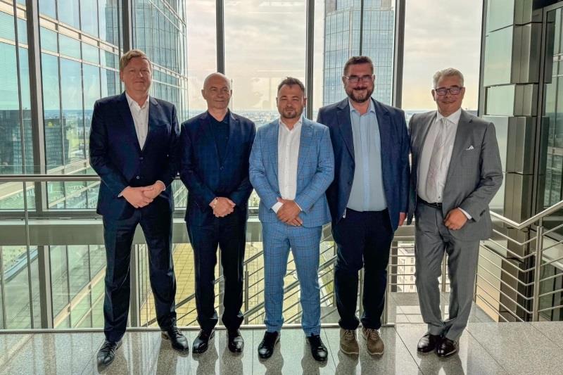 Mikko Räsänen (Executive Vice Chairman of the Board & Co-Owner, Axopar), Cezary Koseski (Advisor for Markos' Supervisory), Szymon Koseski (CEO of Markos), Grzegorz Marciniak, & Ari-Pekka Saarikangas (Axopar CEO) photo copyright Axopar taken at 