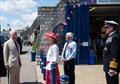 His Majesty arriving at Walmer, greeted by The Lord-Lieutenant of Kent, The Lady Colgrain, The Lord Warden, Admiral Sir George Zambellas and Denis Brophy