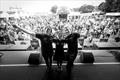 Justine Mettraux, Will Harris and Cole Brauer, of Team Malizia at The Ocean Live Park during The Ocean Race Europe in Kiel, Germany