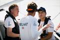 Dr. Ulf Kampfer with Paul Meilhat, skipper of Biotherm, at the start of the runs during the Ocean Race Europe in Kiel, Germany