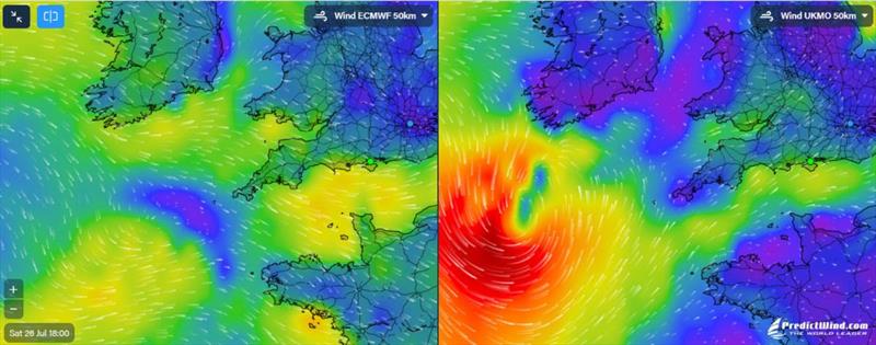Differing weather models for Saturday evening - photo © Predictwind