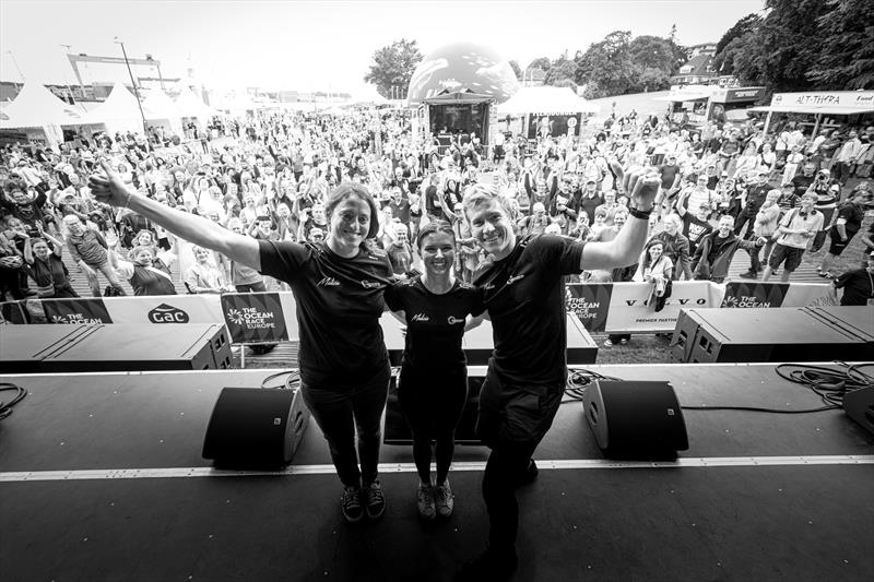Justine Mettraux, Will Harris and Cole Brauer, of Team Malizia at The Ocean Live Park during The Ocean Race Europe in Kiel, Germany - photo © Lloyd Images / The Ocean Race Europe