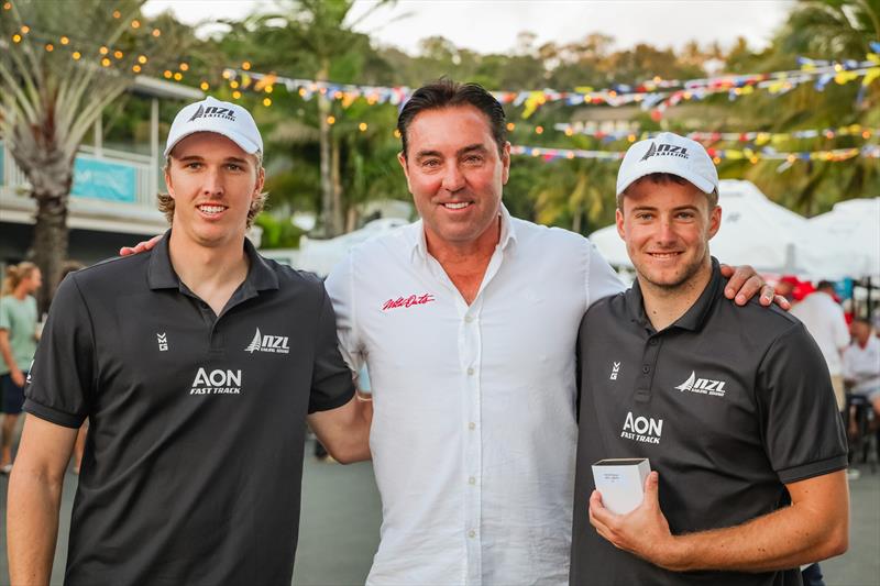 Mark Richards flanked by Seb Menzies and George Lee Rush - 2025 Hamilton Island Race Week day 3 - photo © Salty Dingo