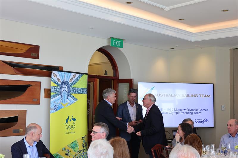 AOC President and Australian CEO Malcolm Page distributed Olympic Pins - photo © Australian Sailing