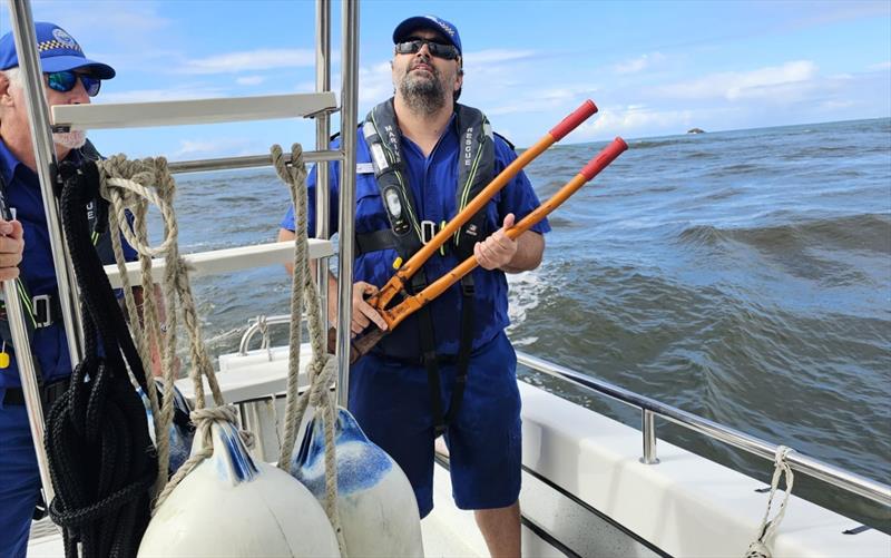 Bolt cutters were used during the mission photo copyright Marine Rescue NSW taken at 