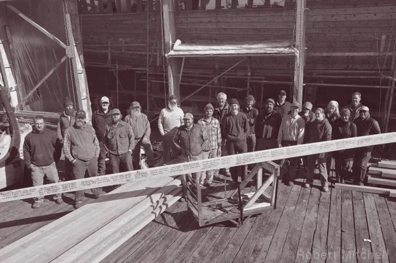 A hull isn't born until the men who built her gather to recognize what they've made photo copyright Release Boatworks taken at 