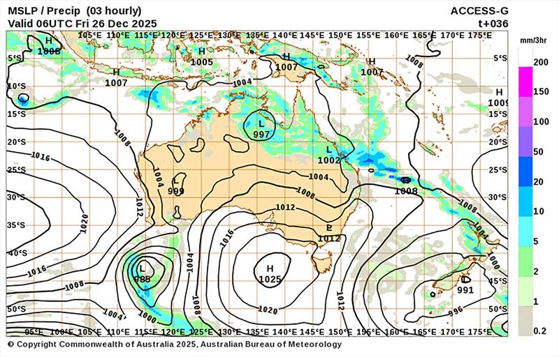 MSLP for Friday 26/12/25 @1700hrs AEDT - photo © BoM