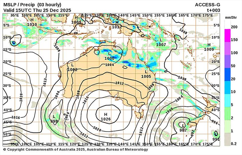 MSLP chart for start time of the 2025 Rolex Sydney Hobart Yacht Race - photo © BoM