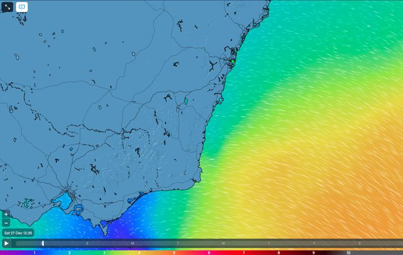 For the fleet still in NSW waters, the waves have no intention of giving in, and it only gets 'better' the closer you get to making your declaration at Green Cape - photo © Predictwind.com