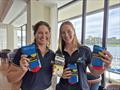 Elyse Ainsworth and Evie Hasedline with their DR WOOF Socks