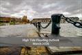 Storm surge floodwaters overrun a park on Boston Harbor during a nor easter