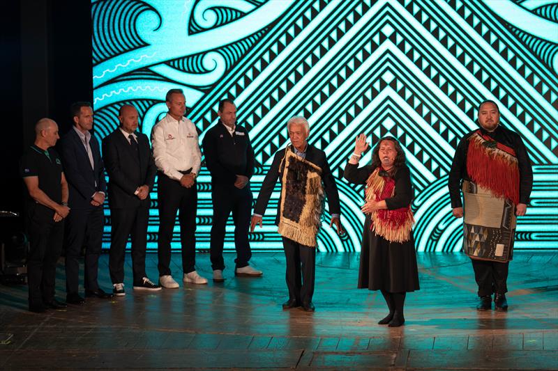 Ngati Whatua Orakei presenting a pounamu taonga to the founding members of the America's Cup Partnership photo copyright Ian Roman / America's Cup taken at 