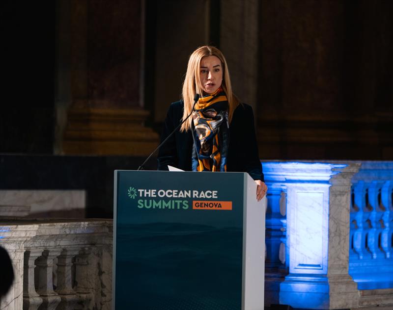 Mayor of Genova, Silvia Salis, at The Ocean Race Summit Genova 2026 - photo © Tiger Brisius / The Ocean Race