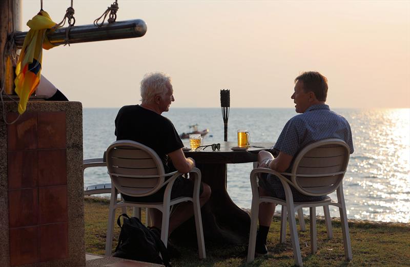 Sundowners at the Royal Varuna Yacht Club beach bar during the Open Masters Championship 2026 photo copyright Mark Jardine taken at Royal Varuna Yacht Club