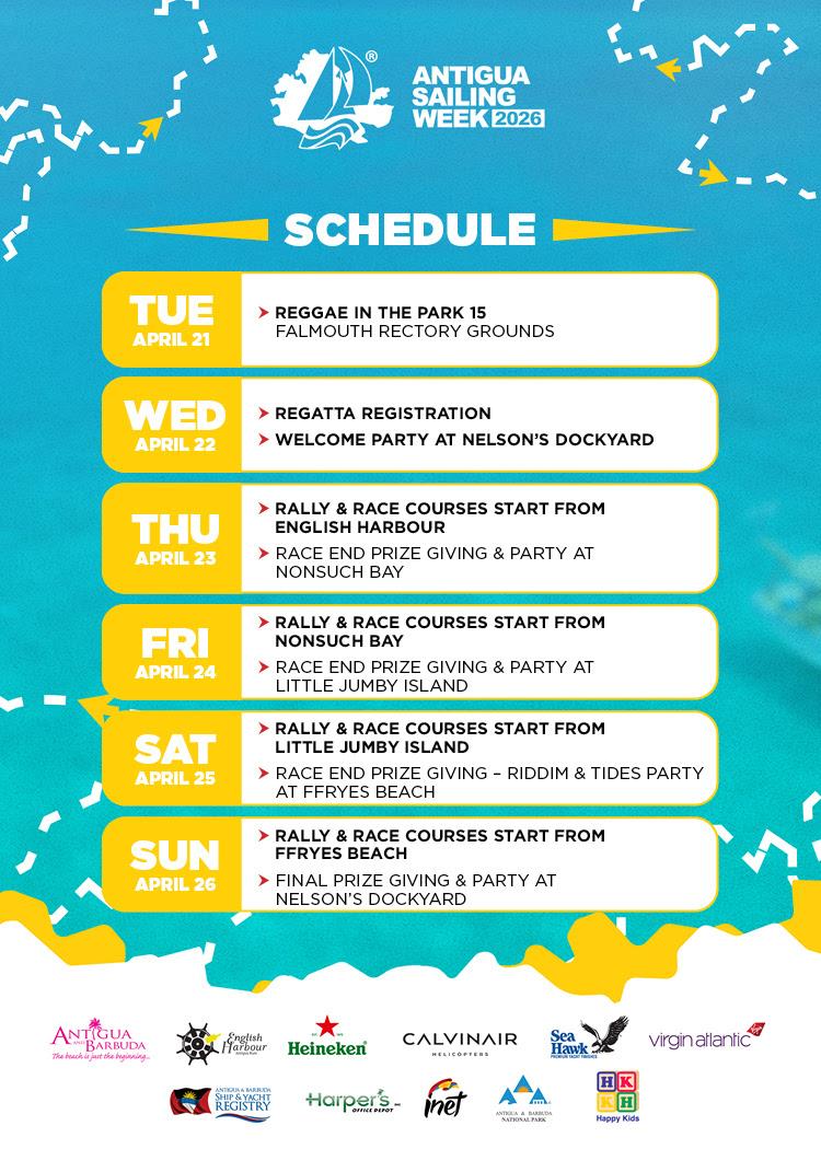 Antigua Sailing Week 2026 Schedule - photo © ASW