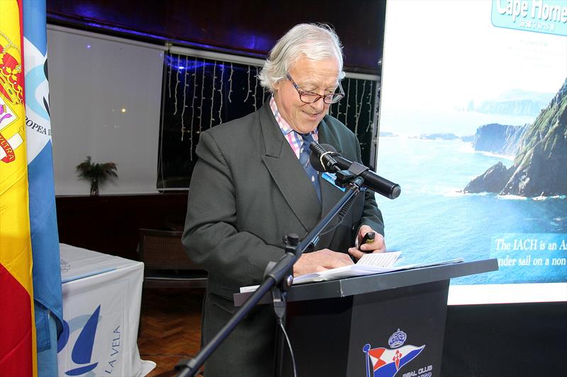 Archie Fairley, Chairman IACH,talking about the  IACH Ocean Dafety Symposium 2027 photo copyright Marta Domínguez taken at Real Club Náutico de Vigo