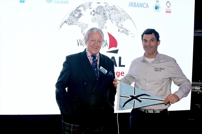Archie Fairley presenting the Cape Horners Burgee to Ronnie Simpson USA - photo © Marta Domínguez