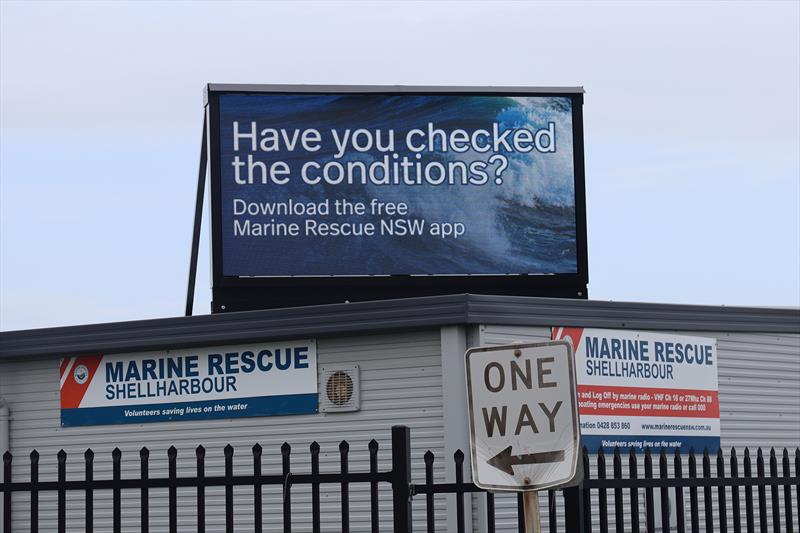 The electronic sign sits on top of the Marine Rescue Shellharbour base on Towns Street photo copyright Marine Rescue NSW taken at 