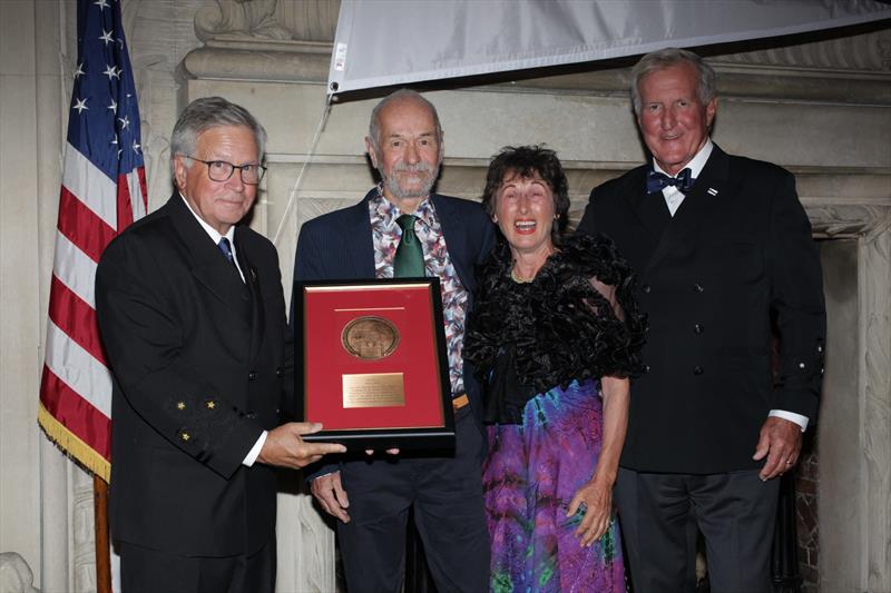 Blue Water Medal awardee Pete Hill and partner Linda Crew-Gee receive the honor from the incoming CCA Commodore Chace Anderson, left, and outgoing CCA Commodore Jay Gowell photo copyright Guy Gurney taken at Cruising Club of America