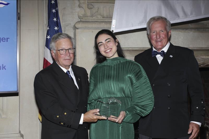 Young Voyager Award recipient Tamara Klink receives the honor from the incoming CCA Commodore Chace Anderson, left, and outgoing CCA Commodore Jay Gowell photo copyright Guy Gurney taken at Cruising Club of America