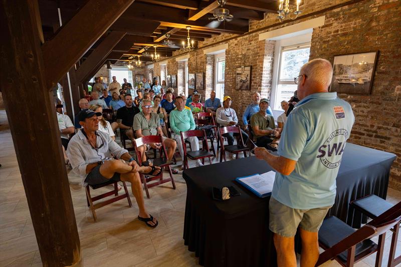 Antigua Sailing Week 2026 - Skippers' Briefing ahead of the first day of sailing from English Harbour to Green Island photo copyright Tim Wright / www.photoaction.com / ASW taken at Antigua Yacht Club