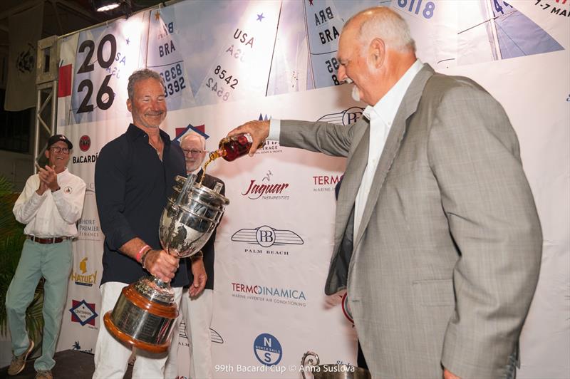 “I've been waiting 46 years for this moment. Pour the rum, Eddie,” said Cayard alongside Bacardi's Eddie Cutillas - photo © Anna Suslova