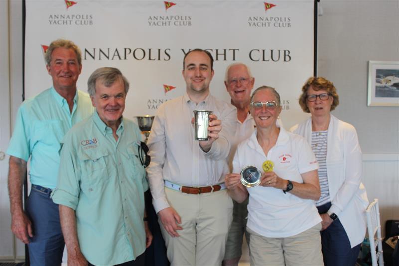 L-R: Paul `Bo` Bollinger, CRAB President & CEO; Michael Manuzack, CRAB Volunteer Skipper; Christopher Carbery, 1st Place; Peter Gordon, Race Committee PRO; Amy Harris, CRAB Volunteer Crew; Secretary Carol Beatty, Department of Disabilities - photo © CRAB Sailing
