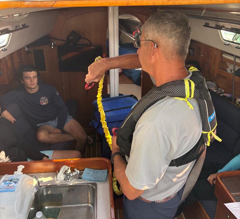 Members of Vento Solare's 'Youth Challenge' entry in the Ida Lewis Distance Race get an all-important safety briefing from owner/skipper Bill Kneller - photo © Ida Lewis Yacht Club