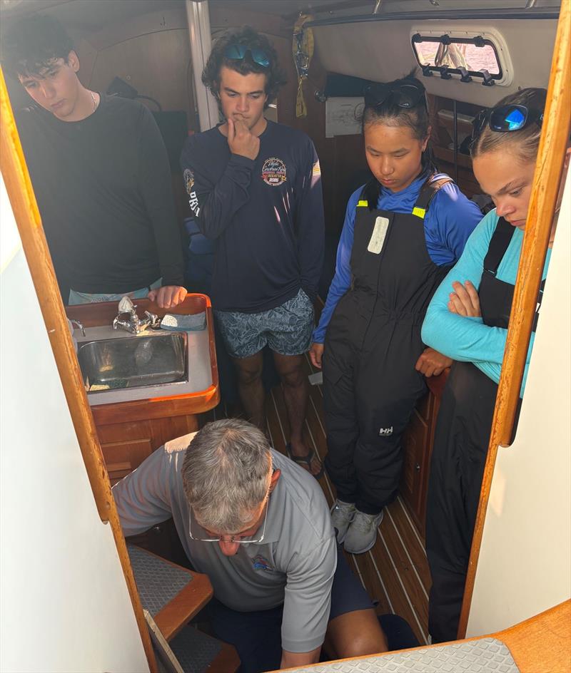 Members of Vento Solare's 'Youth Challenge' entry in the Ida Lewis Distance Race get an all-important safety briefing from owner/skipper Bill Kneller - photo © Ida Lewis Yacht Club