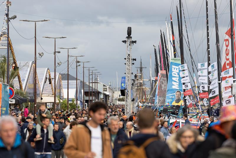 Crowds of visitors stroll past the race boats at the race village in Saint-Malo, western France, on October 26, 2026, ahead of the 13th edition of the Route du Rhum - Destination Guadeloupe - photo © Vincent Olivaud / Route du Rhum / FACTSTORY)