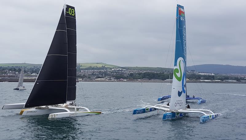 Volvo Round Ireland Race 2016 start photo copyright RORC taken at Wicklow Sailing Club and featuring the MOD70 class