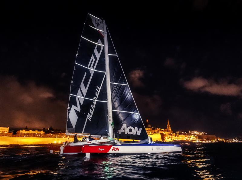 Line honours for Maserati in the 2020 Rolex Middle Sea Race - photo © Rolex / Kurt Arrigo