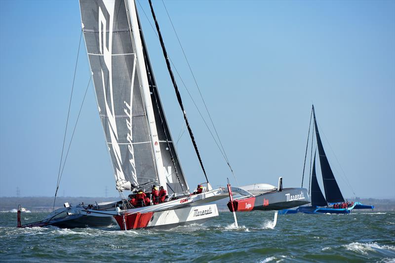 Maserati Multi 70 breaks the Channel Record from Cowes to Dinard photo copyright Rick Tomlinson / www.rick-tomlinson.com taken at  and featuring the MOD70 class