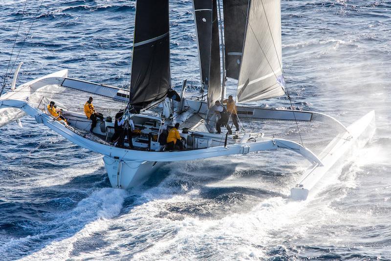 First time in the Rolex Fastnet Race for Jason Carroll's MOD70 trimaran Argo, seen here competing in the 600nm RORC Caribbean 600 - photo © Arthur Daniel / RORC