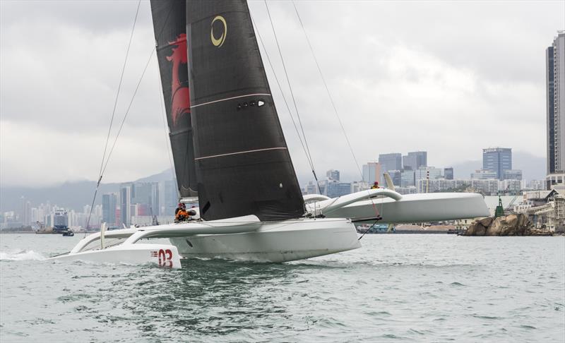 Beau Geste, leading from wire to wire. RHKYC Hainan Race 2018 photo copyright RHKYC / Guy Nowell taken at Royal Hong Kong Yacht Club and featuring the MOD70 class