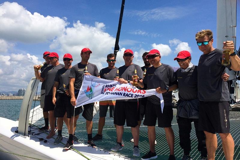 MOD Beau Geste at finish photo copyright RHKYC / Ailsa Angus taken at Royal Hong Kong Yacht Club and featuring the MOD70 class